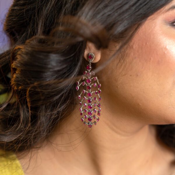 Ruby Earrings in Sterling Silver 925