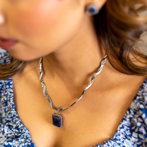 925 Silver Blue Sapphire Small Pendant