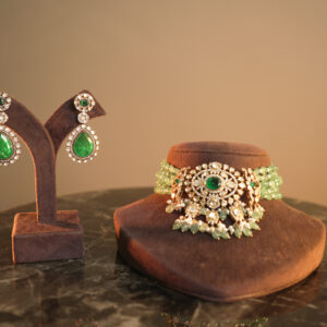 Green Moissanite Choker and Earring set
