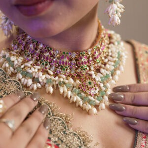 925 Silver emerald Kundan Necklace