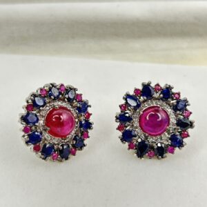 Radiant Ruby Diamond Earrings.
