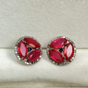 Radiant Ruby Diamond Studs