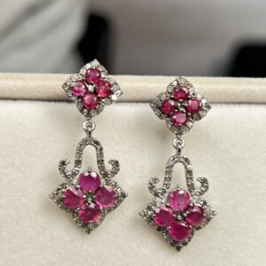Sparkling Ruby Diamond Earring.