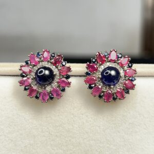 Radiant Ruby Diamond Earrings.