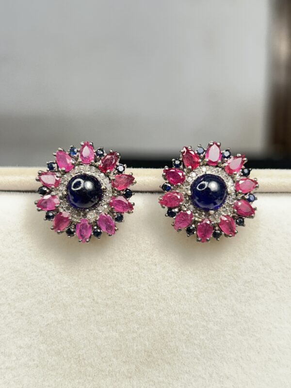 Radiant Ruby Diamond Earrings.