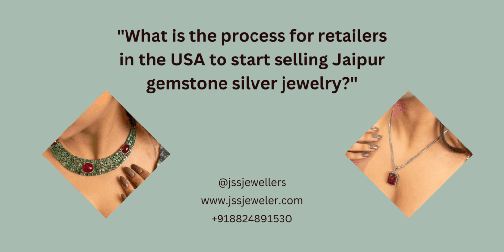 Two different necklaces are shown, one with a large red gemstone pendant and the other with multiple smaller gemstones. The background is a light green color.