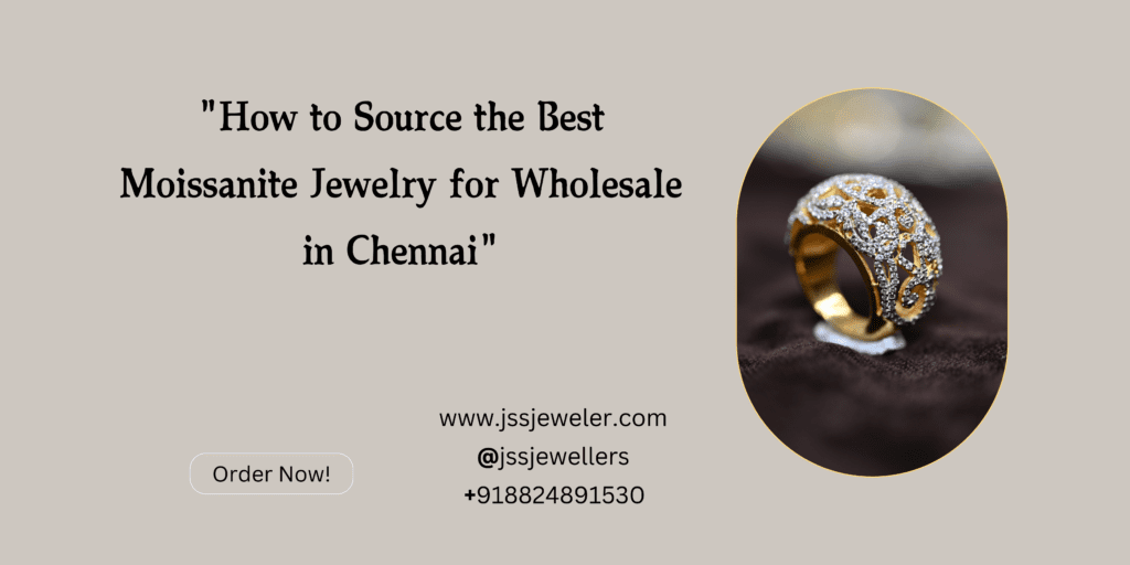 "Elegant moissanite ring on display, showcasing the quality available for wholesale in Chennai"