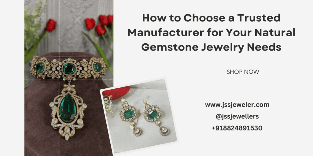 Image of a necklace and earrings with emerald gemstones
