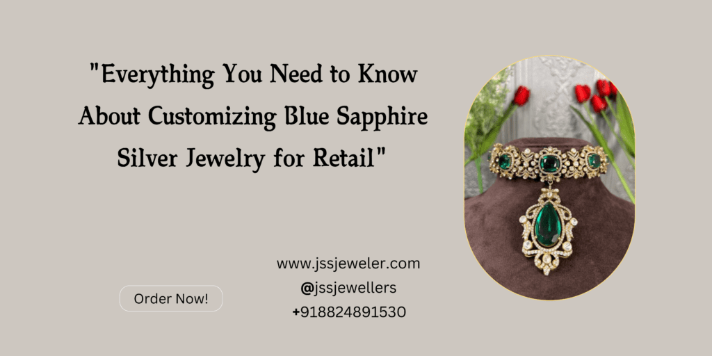 An image showcasing a stunning emerald choker necklace, highlighting the customization options available for blue sapphire silver jewelry.