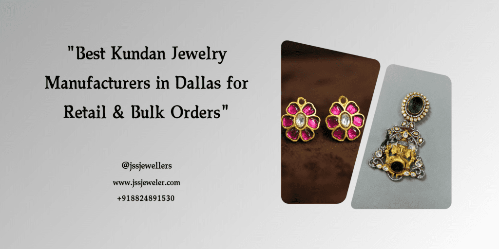 Jewelry Images: Two pairs of earrings are showcased. One pair is made with pink stones and gold-toned metal, while the other features green stones and a more intricate design. These images aim to entice viewers with the beauty and craftsmanship of the jewelry. Kundan Jewelry