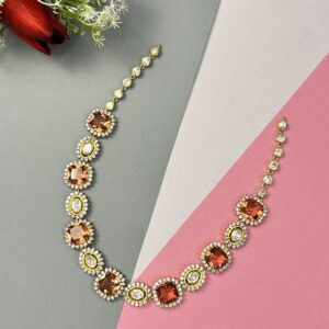 The image showcases a beautiful necklace. It appears to be a statement piece with a modern design.