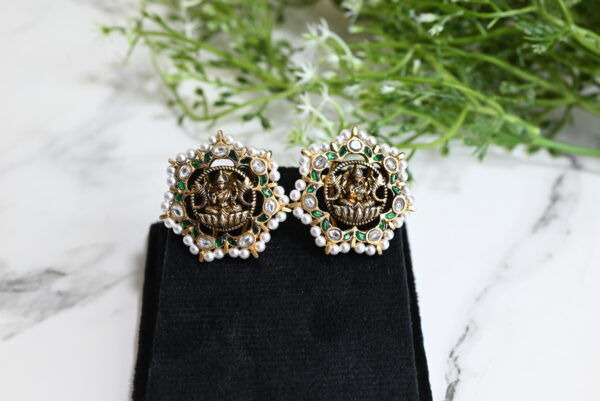 Divine Lakshmi 925 Silver Temple Earrings - Image 2