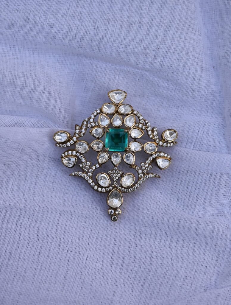 925 Sterling Silver Moissanite Emerald Pendant | Jss Jewellers